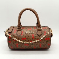 GUESS Anessa Cocoa Barrel Bag Crossbody Logo Print With Strap Tags