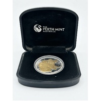2008 Perth Mint 1oz Gold Gilded Koala 99.9% Silver $1 Dollar Coin Case