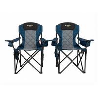 OZtrail Titan Elite Camping Chair Twin Pack 250kg Heavy Duty Pair