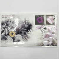 2024 Remembrance Day Animals in War $2 Coloured UNC Coin & Stamp Cover PNC
