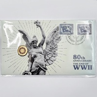 2025 $2 End of WWII 80th Anniversary Poppy Wreath Uncirculated Coin & Stamps PNC