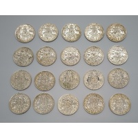 Lot 20 x 1966 Australian 50 Cent Coins 80% Silver Round Decimal Coins