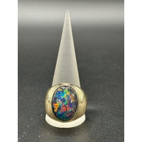 Mens 9ct Yellow Gold Opal Ring
