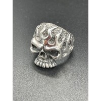 Flaming Skull biker MC Ring 925 solid Sterling Silver 18 Grams