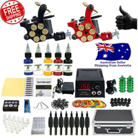 Deluxe Complete Tattoo Kit 2 Pro Coil Guns Dual Power Supply Ink Needles AUS Seller