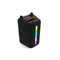 Portable Karaoke BT Speakers with Mic HIFI Subwoofer LED Light PA Speaker Black