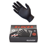 Box of 100 Tattoo Disposible Gloves Black Nitrile Sizes: Medium Large X-Large