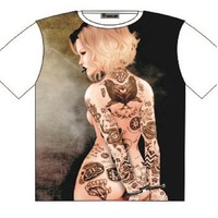 T-Shirt Sexy Tattoo Girl in Handcuffs Street fashion Mens Ladies