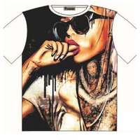 T-Shirt Heavily tattooed girl with finger in her mouth Street Fashion Mens Ladies