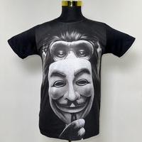 Vendetta Monkey T-Shirt Hip Hop New Wave Urban Fashion Street Wear Black Size: M/L/XL/2XL
