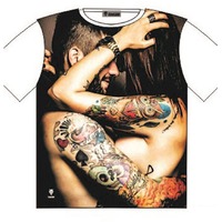 T-Shirt Kiss Me Tattoo Street Fashion Mens Ladies