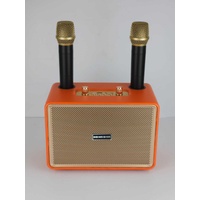 NEW Booms Bass M4202 Karaoke Portable Speaker Orange with Dual Microphones