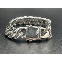 Mens 925 Sterling Silver Curb Link Chunky Bracelet (NEW)