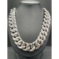 Necklace Chain 925 Solid Stirling Silver Chunky Cuban Link NEW