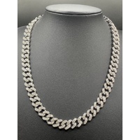 Unisex 925 Sterling Silver Iced Cuban Link Necklace (NEW)