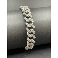 Unisex 925 Sterling Silver Iced Cuban Link Bracelet (NEW)