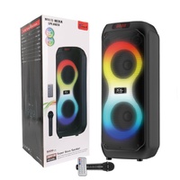 DJ Powered Karaoke Party Bluetooth Super Bass Dual 8 Inch 60W Speaker RGB Light