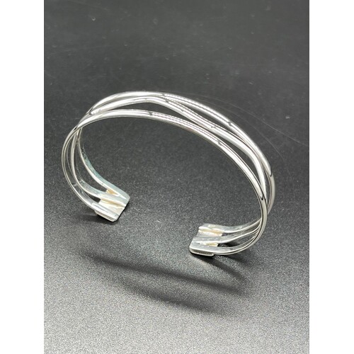 Unisex Sterling Silver 925 Swirl Cuff Bangle (Brand New)