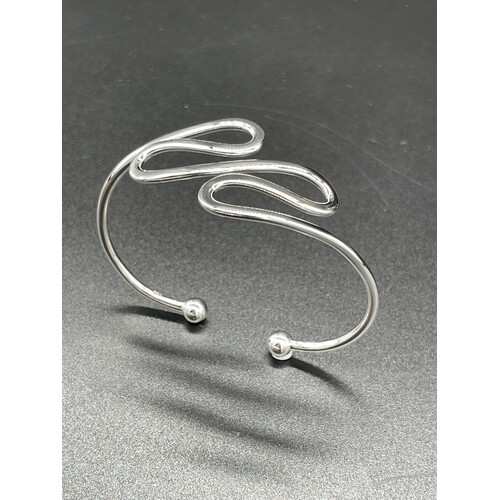 Ladies Sterling Silver Swirl Twist Cuff Bangle (Brand New)