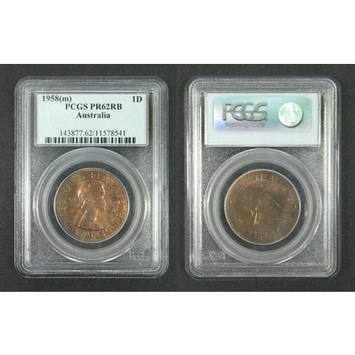 1958(m) PCGS PR62RB Australian Proof Penny Melbourne Mint