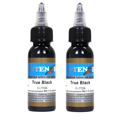 Genuine Intenze Tattoo Ink True Black 60ml (2 x 30ml bottles) AU Seller
