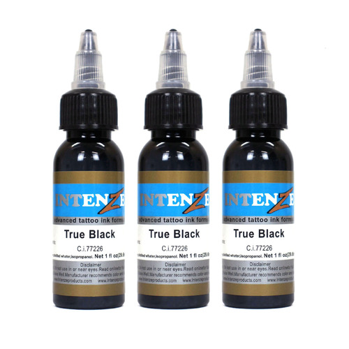  Genuine Intenze Tattoo Ink True Black 90ml (3 x 30ml bottles) AU Seller