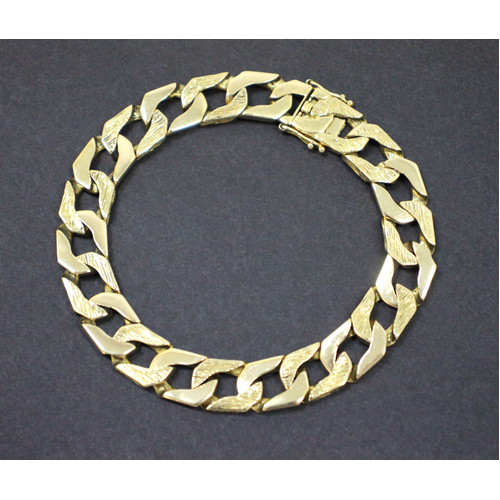 Men's 18K Solid Yellow Gold Square Curb Link Chain Bracelet (Pre-owned)