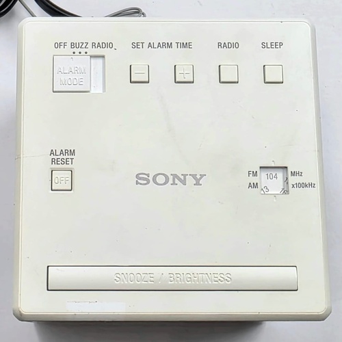 Sony ICF-C1 AM/FM Clock Radio Alarm Clock White Cube Bedside Radio