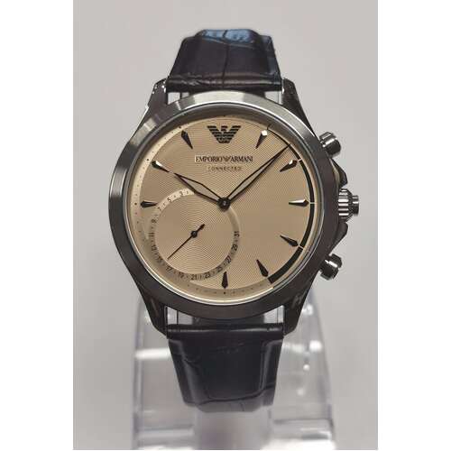 Emporio Armani Brown Stainless Steel & Leather Hybrid 20th Anniverse Smartwatch  (Pre-Owned)