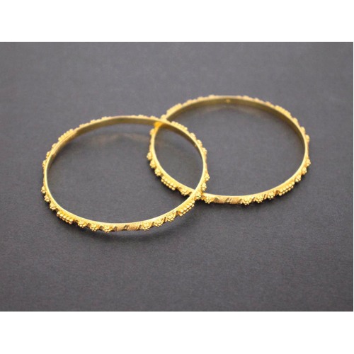 2 x Ladies 22K Solid Yellow Gold Bangle Bracelet Pair 18.4 Grams (pre-owned)