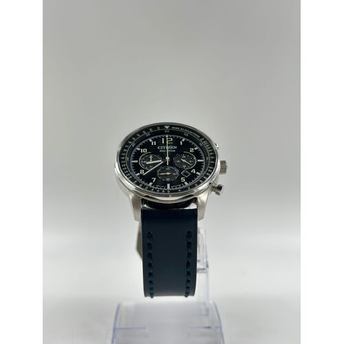 Citizen Chronograph Eco-Drive CA4500-83E Mens Black Dial Silver Leather Watch