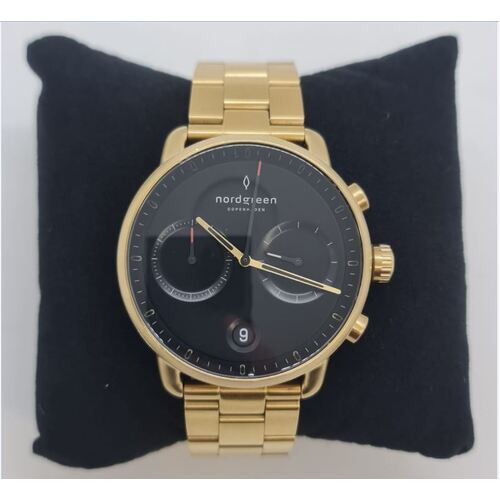 Nordgreen Copenhagen Pioneer 40mm All Gold Black Dial Chronograph Watch