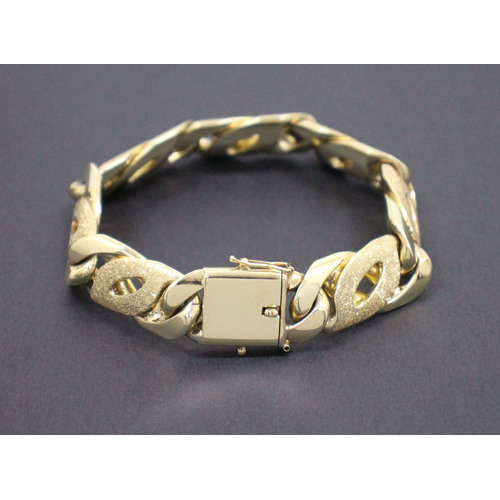 Men's 9K Solid Yellow Gold Birds Eye Link Chain Bracelet 143.6 Grams (pre-owned)