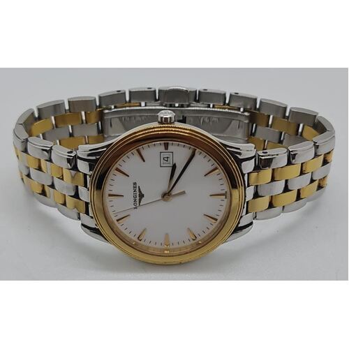 Longines L47163227 FQuartz White Dial Two Tone Bracelet Strap Watch, Gold/Silver (Pre-Owned)