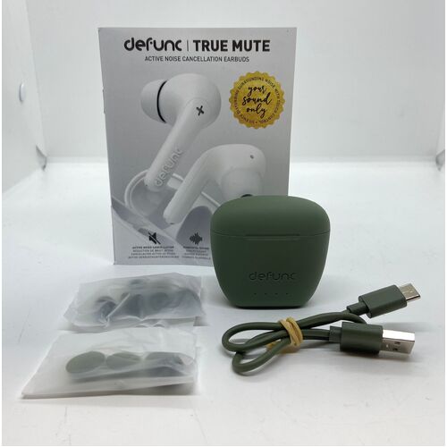 Defunc True Mute Active Noise Cancellation Green Earbuds IPX4 Water Resistance