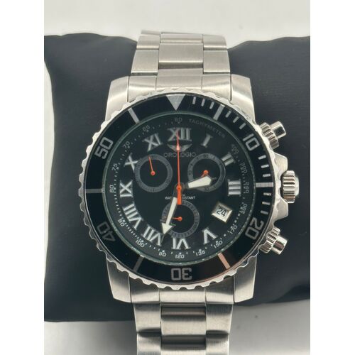 Orologio All Stainless Steel Men’s Watch 10 ATM Water Resistant Silver Band