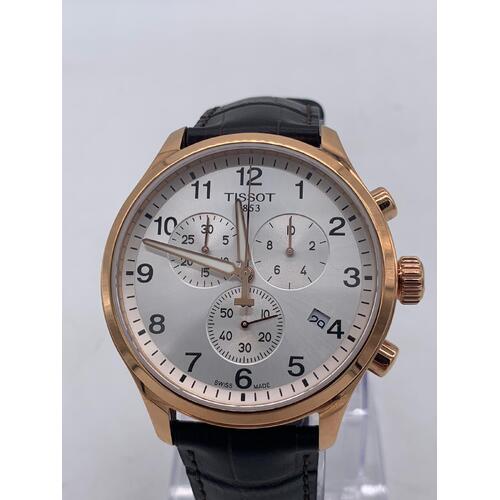 Tissot Men's Chrono XL Classic White Dial 45mm Quartz Watch Brown Leather Band