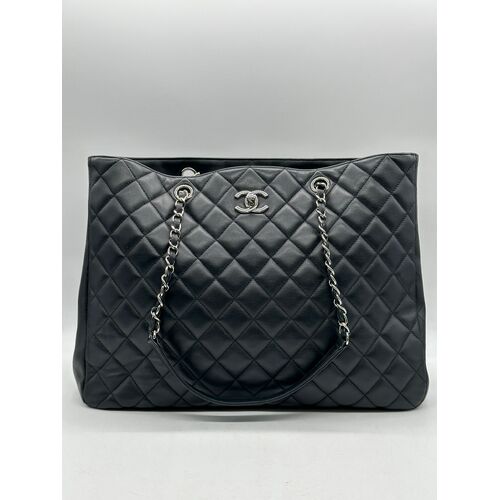 Chanel Classic CC Shopping Tote Quilted Calfskin Large Handbag Black A91046 