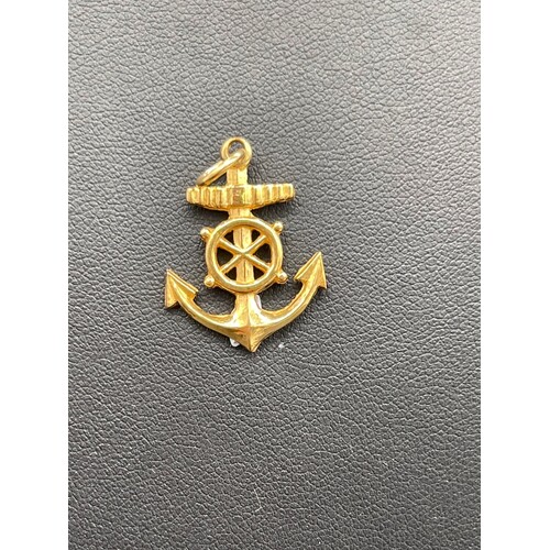 Unisex 21ct Yellow Gold Anchor Pendant (Pre-Owned)