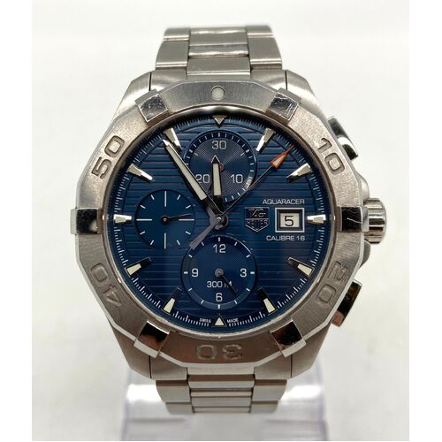 TAG Heuer Aquaracer Calibre 16 Automatic Chrono Blue Dial 43mm Mens Watch 