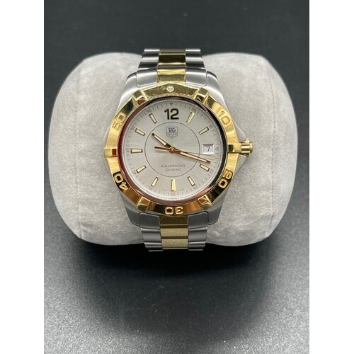Mens Tag Heuer Aquaracer WAF1120 Stainless Steel Gold Plated Watch