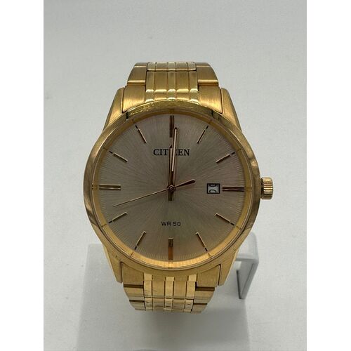 Citizen Unisex Gold Tone Stainless Steel Case Gold Band Watch 50m WR 