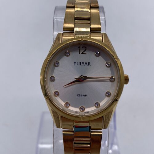 Pulsar Ladies Stainless Steel Analog Gold Watch VJ21-X164 10ATM WR