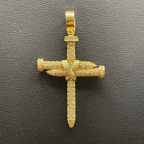 Unisex 18ct Yellow Gold Cubic Zirconia Cross Pendant