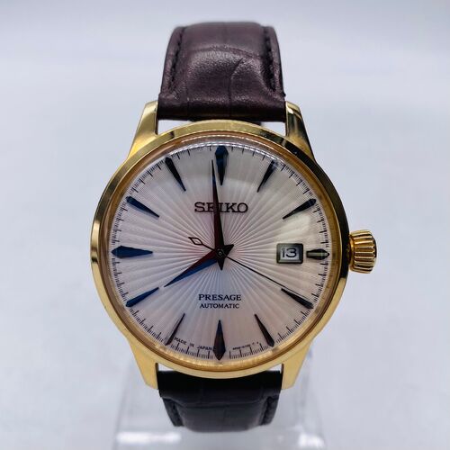 Seiko Presage Automatic Gold Tone Brown Leather Automatic Watch 4R35-01T0 