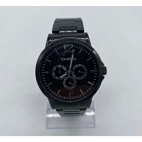 Chisel Black Metal Band Stainless Steel Multifunction Diam Men’s Watch 5829276