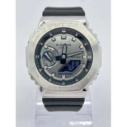 Casio G-Shock GM-2100 Men’s Black Silver Watch 200m WR with Tin Case and Box