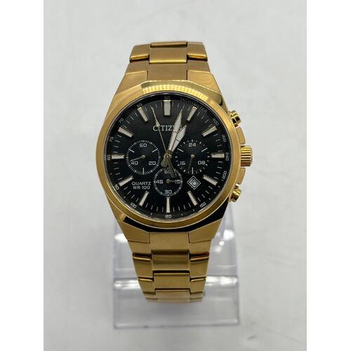 Citizen Black Dial Gold Tone Men’s Chronograph Watch (Pre-owned)