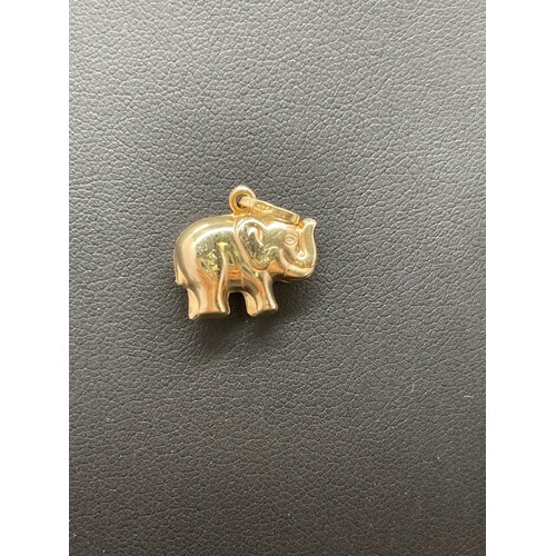 Unisex 9ct Yellow Gold Elephant Pendant (Pre-Owned)