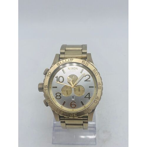 Nixon 51-30 Chronograph Champagne Dial Gold-tone Men's Watch (Pre-owned)